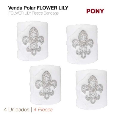 Quatro vendas brancas PONY com padrão Flower Lily em fleece