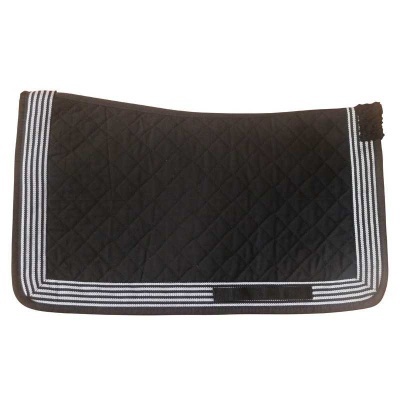 Tapis de selle noir avec quilting en losange et bordure rayée