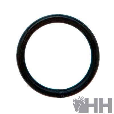 Anel preto redondo sobre fundo branco com logótipo cinza HH