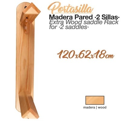 Porta Sela de madeira para parede, para 2 selas, cor natural clara