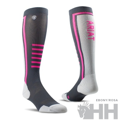 Meias desportivas até ao joelho em preto, cinzento e rosa com marca ARIAT