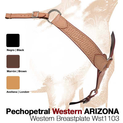 pechopetral western arizona de pele com padrão trançado cor avellana
