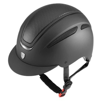 Capacete de equitação preto com textura de carbono