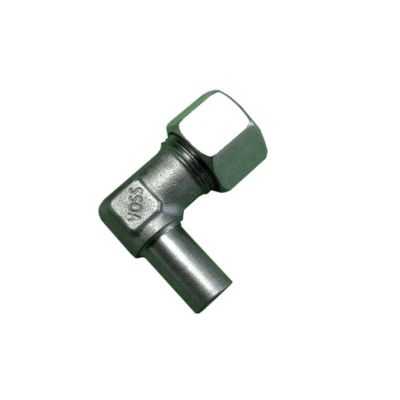 Conector metálico em ângulo de 90 graus com gravação VOSS