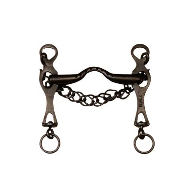 Freio dente de ferro preto para cavalo com corrente central