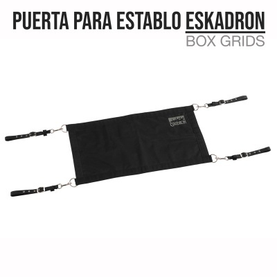 Porta para estábulo preta ESKADRON BOX GRIDS com tiras e fivelas