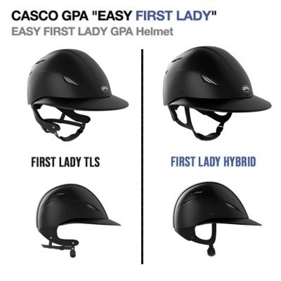 Capacetes pretos GPA modelo Easy First Lady para equitação