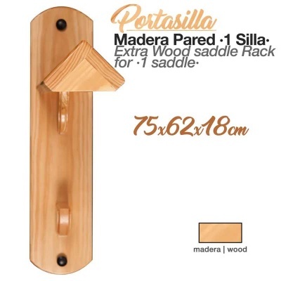 Porta-sela de madeira para parede com texto e amostra de cor