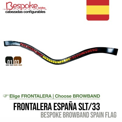 frontalera para cabezada con cristales en diseño de bandera de España