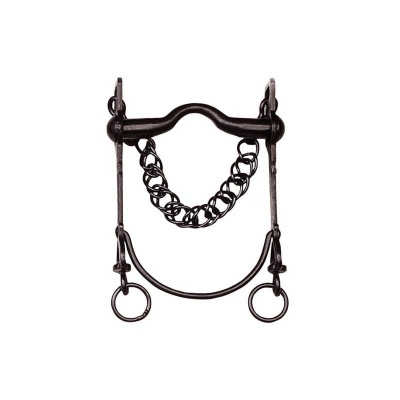 Freio de metal negro com corrente para equitação