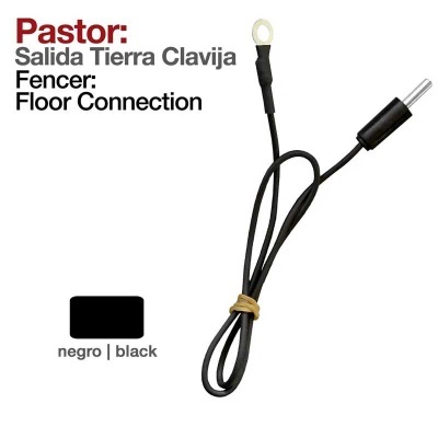 Cabo de ligação preto com anel metálico e conector cilíndrico