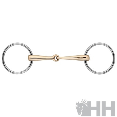 Freio metálico com argolas prateadas e peça dourada central