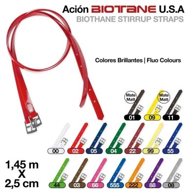 Correias para estribos Biothane em várias cores com fivelas metálicas