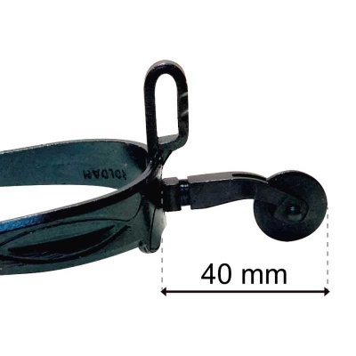 ferramenta preta com roda circular e medida de 40 mm