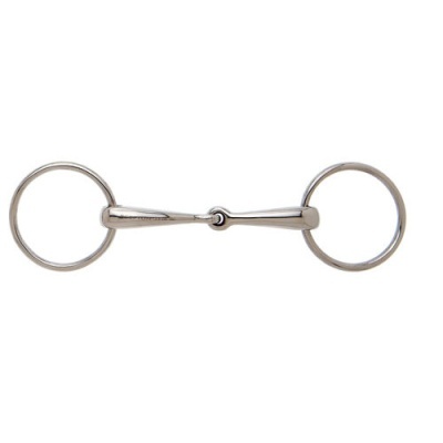 Mordida simples de cavalo em metal cromado com aros circulares