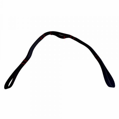 Cinta de elevação preta com costuras vermelhas para içamento.