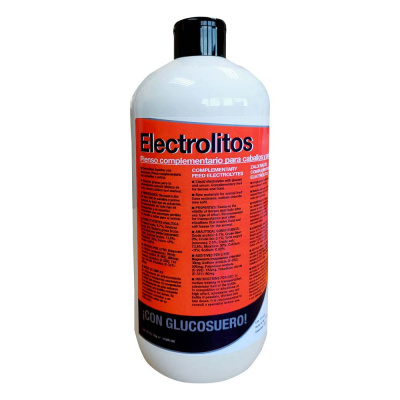 Frasco branco com suplemento alimentar para cavalos Electrolitos