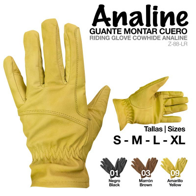 Luvas de montar em couro amarelo para equitação