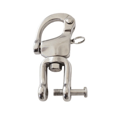 Mola de aço inoxidável prateada com sistema de fecho e parafuso