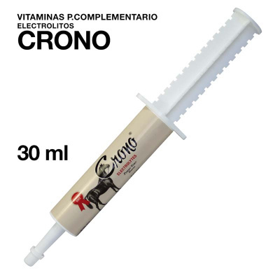 Seringa de vitaminas e eletrólitos Crono 30 ml com imagem de cavalo