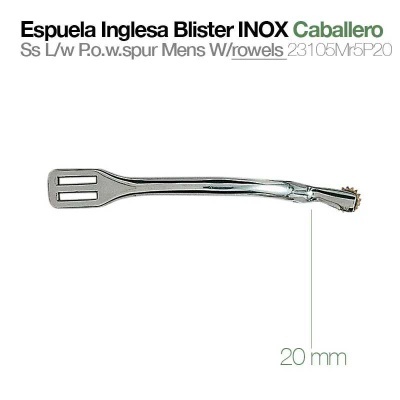 Espuela inglesa INOX para cavalheiros, aço inoxidável, 20 mm