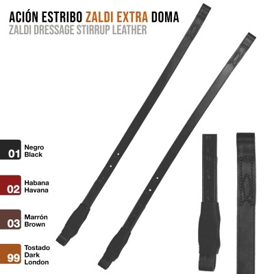 Correias de estribo de couro preto para doma com texto de cores