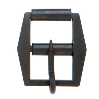 Fivela metálica preta octogonal com pino central