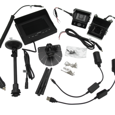 Sistema de câmeras de vigilância com monitor, câmeras, suportes e cabos