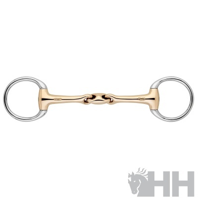 Freio Duplo metálico dourado e prateado com argolas em fundo branco