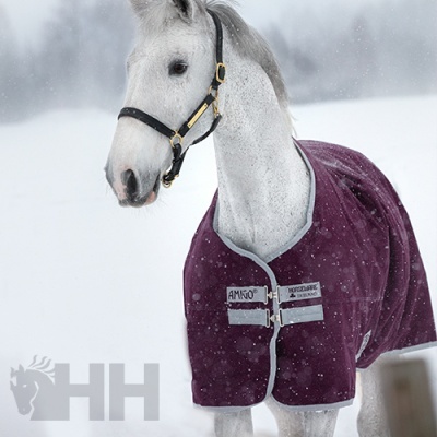 Cavalo com manta bordeaux AMIGO em neve