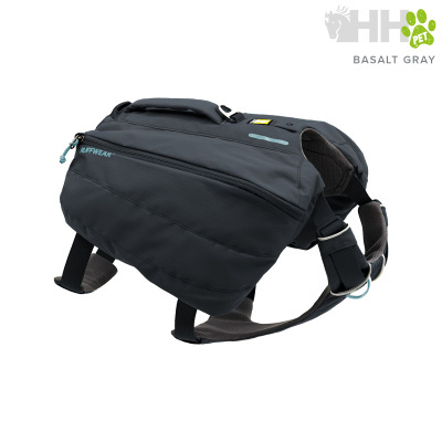 Mochila cinzenta para cães com alças ajustáveis e fecho zip