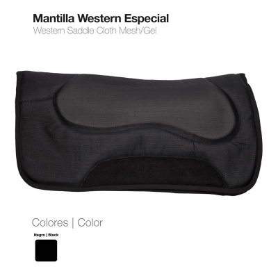 Mantilha Western Especial preta para sela ocidental em malha e gel