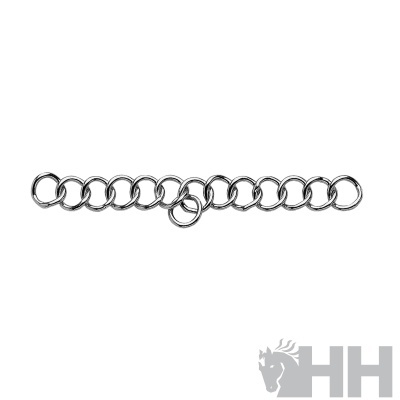 Corrente metálica de elos redondos prateados entrelaçados