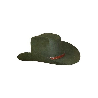 Chapéu cowboy verde escuro com faixa de couro castanho