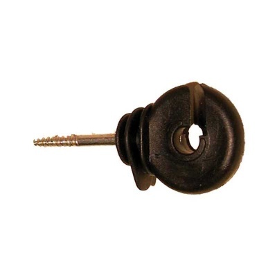 Isolador de cerca elétrica preto com parafuso metálico