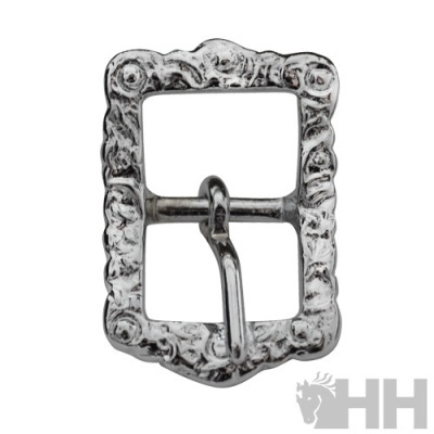 Fivela metálica prateada texturizada retangular com trinco