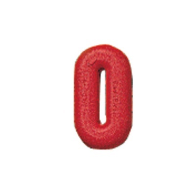 Anzol de pesca vermelho texturizado com formato oval isolado