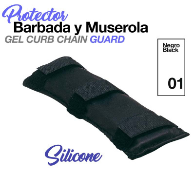 Protetor preto curvado de silicone com tiras de velcro para fixação