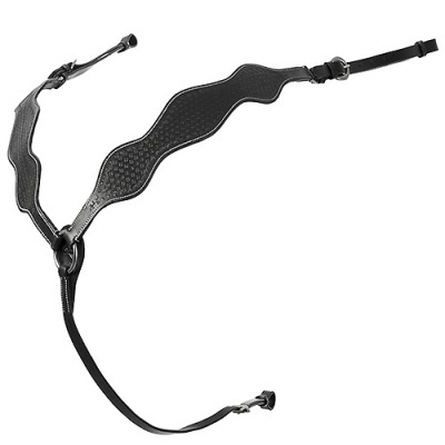 Correia preta para instrumento musical com textura em relevo e ajuste regulável