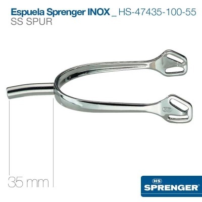 Espora metálica Sprenger INOX SS SPUR com 35 mm, acabamento cromado e fendas para fixação