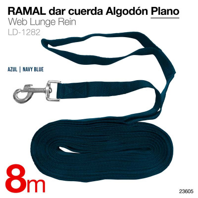 Trela plana azul marinho de algodão com mosquetão metálico