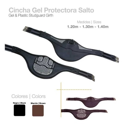 Cincha gel protetora para salto em gel e plástico nas cores negro e marrón