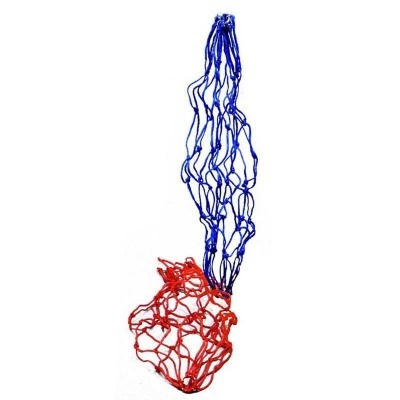 Rede plástica azul e vermelha para armazenamento