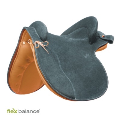 Sela de equitação Flex Balance em camurça e couro castanho