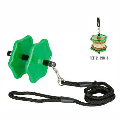 Produto verde em plástico com corda preta para pendurar alimentos, REF: 2119014.