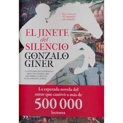 Capa do livro 'El Jinete del Silencio' com imagem de cavalo branco e texto em espanhol