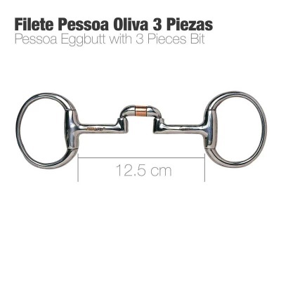 Freio Pessoa Oliva metálico com 3 peças e medida 12,5 cm