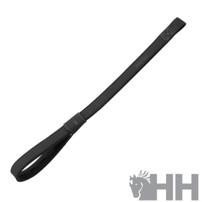 Correia de sela preta com marca Henri de Rivel e logótipo HH