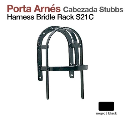 Porta Arnês Cabeçada Stubbs metal preto para suporte