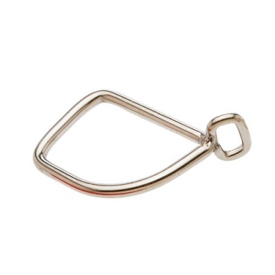 Anilha metálica prateada triangular com gancho quadrado